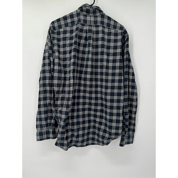 Ralph Lauren Blue White Cotton Men's Sz L Classic Fit Plaid Button Up Shirt Pony - Picture 2 of 5